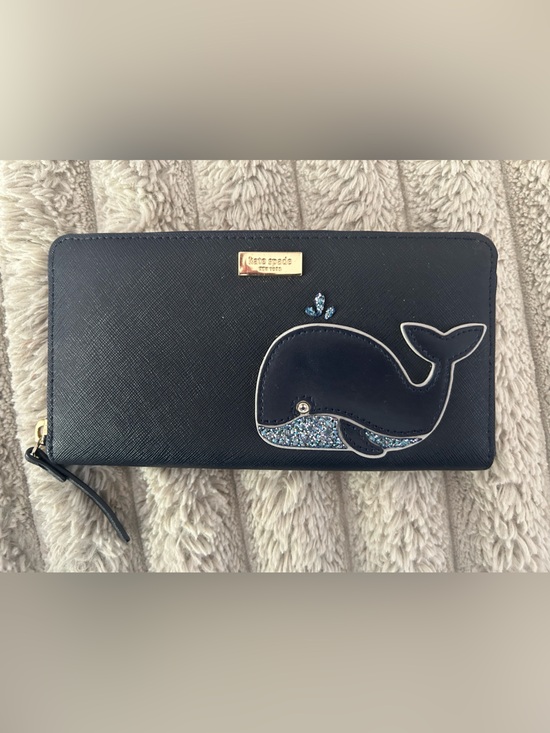 kate spade Handbags - kate spade navy wallet with glitter whale appliqué
